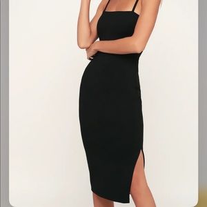 Paulina Black Bodycon Midi Dress NWOT